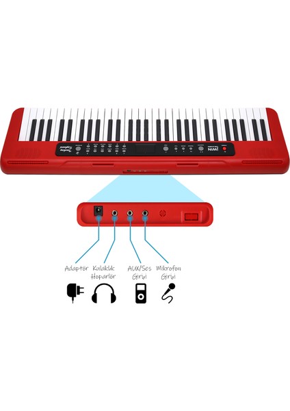 CMK-6148 KIRMIZI 61 Tuşlu Elektronik Org (Etiket,Mikrofon ve Adaptör