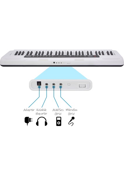 CMK-6148 BEYAZ 61 Tuşlu Elektronik 5 Oktav Org (Etiket,Mikrofon ve Adaptör