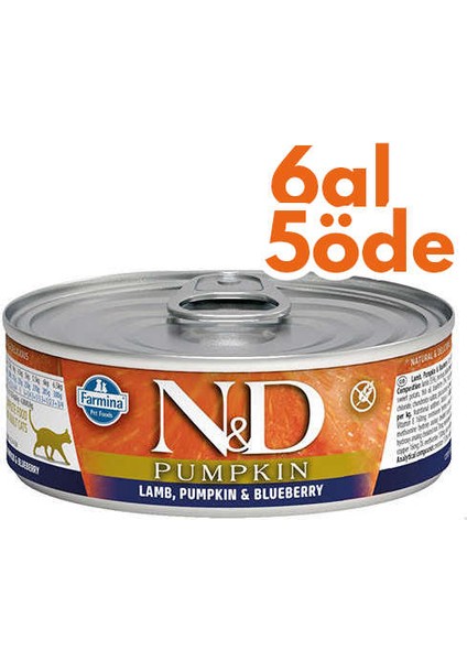 Nd 2109 Pumpkin Balkabak ve Kuzu Etli Kedi Konservesi 80 gr - 6 Al 5 Öde