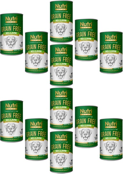 %92 Kuzu Etli 400GR Tahılsız Adult Yaş Köpek Mam 12 Adet