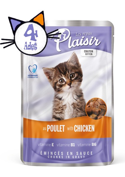 Plaisir Pouch Kitten 100GR Yaş Kedi Maması 4 Adet