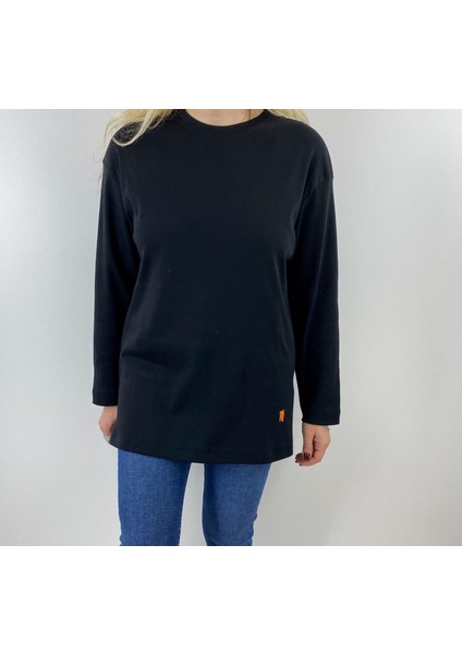 Siyah Bisiklet Yaka Uzun Kollu Tişört fiyatları