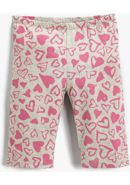 Kız Çocuk Kalp Baskılı Tayt