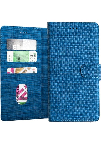 Huawei Y6 2019 Kumaş Kılıf Kredi Kartı Para Bölmeli Standlı Cüzdan Kılıf