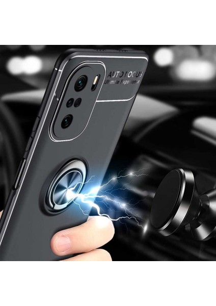 Xiaomi Poco F3 Kılıf Ultra Korumalı Yüzüklü Manyetik Ravel Silikon