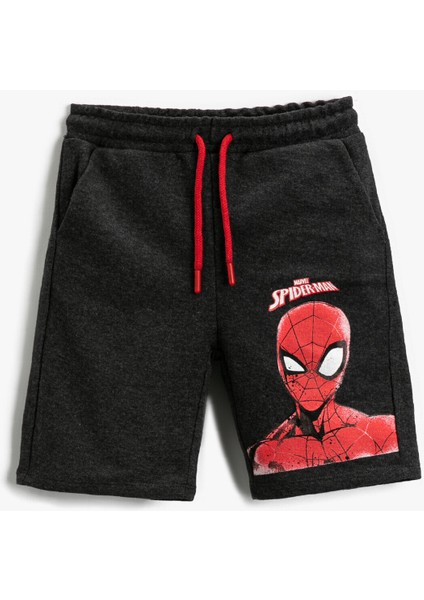 Spiderman Lisanslı Baskılı Şort Beli Bağcıklı