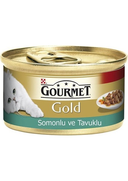 Parça Etli ve Soslu Somonlu ve Tavuklu Kedi Konservesi 85 gr