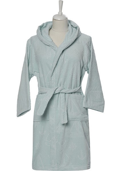 Boy Marine Kapüşonlu Kadife Çocuk Bornozu 11/12 Yaş