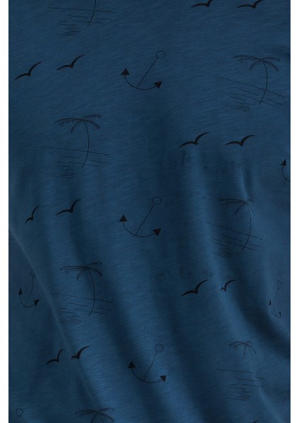 Bisiklet Yaka Indigo Erkek Bermuda Takım