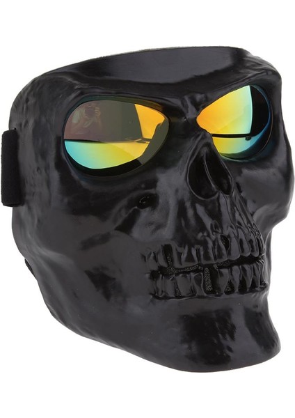 Kafatası Dekorasyon Motosiklet Yüz Maskesi Cadılar Bayramı Balck Cuma # 1 Siyah + Sarı
