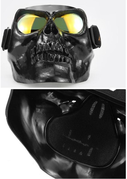 Kafatası Dekorasyon Motosiklet Yüz Maskesi Cadılar Bayramı Balck Cuma # 1 Siyah + Sarı fiyatları
