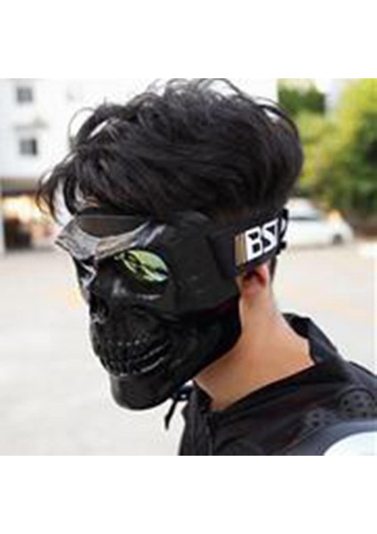 Kafatası Dekorasyon Motosiklet Yüz Maskesi Cadılar Bayramı Balck Cuma # 1 Siyah + Sarı modelleri