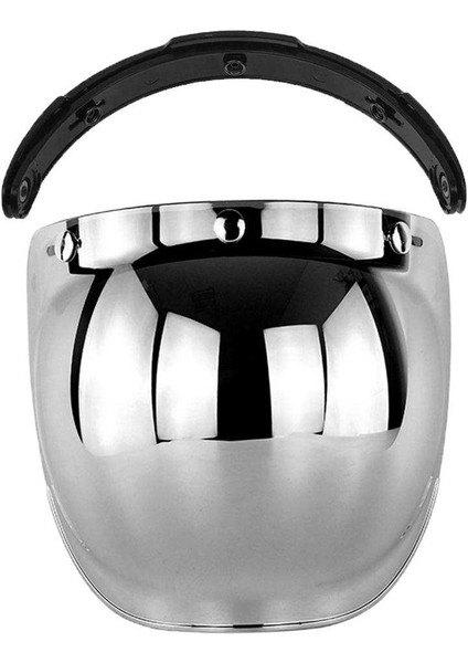 Motosiklet Kabarcık Visor Flip Up Yüz Kalkan Lens Cam Toz Geçirmez Gümüş modelleri