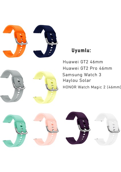 Huawei Watch Gt 3 46MM Uyumlu 22MM Silikon Kordon (Açık Mavi)
