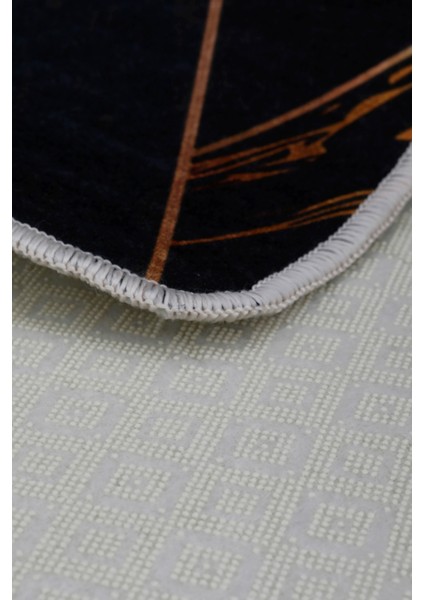 Siyah Gold Saçaksız Dijital Halı Kaymaz Yıkanabilir İskandinav Yolluk 200 x 450 cm. modelleri