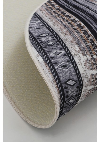 Köln Kahve Saçaksız Dijital Oval Halı Kaymaz Yıkanabilir İskandinav Yolluk 80 x 650 cm. modelleri