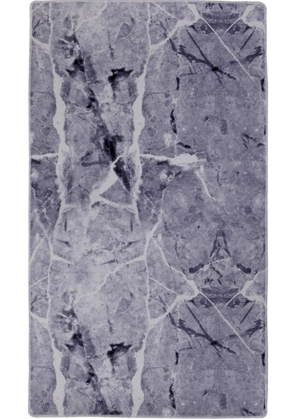 Granit Gri Saçaksız Dijital Halı Kaymaz Yıkanabilir Iskandinav Yolluk 160 x 300 cm
