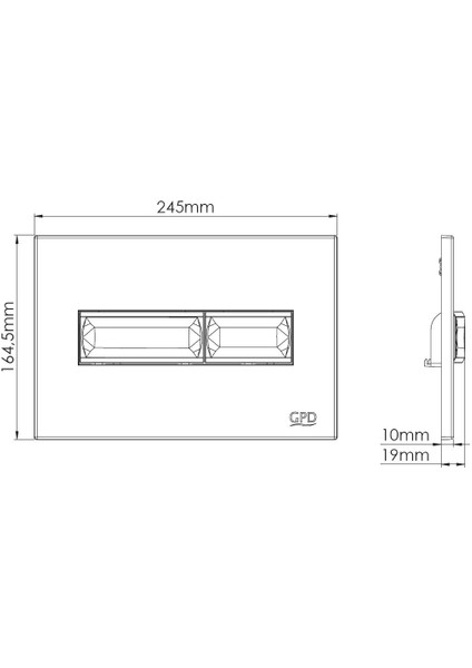 Gpd Gömme Rezervuar Butonu Kare Krom BTN06