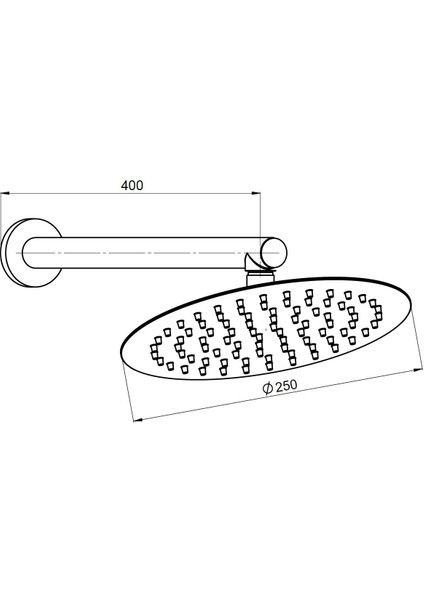 Ankastre Duş Başlığı Oval Slim Metal Ø25 cm Siyah ADS30-S