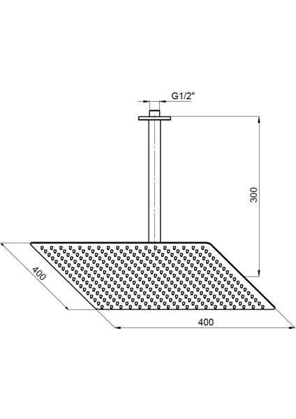 Ankastre Duş Başlığı Kare Slim Metal 40X40 cm ADS23
