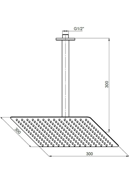 Ankastre Duş Başlığı Kare Slim Metal 30X30 cm Siyah ADS21-S fiyatları