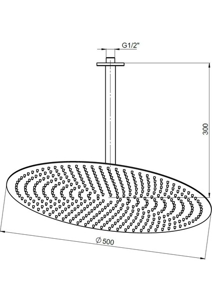 Ankastre Duş Başlığı Oval Slim Metal Ø50 cm ADS26