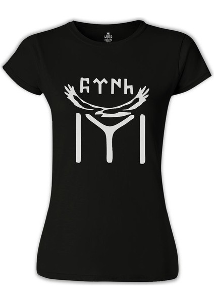 LordT-Shirt Türk Kayı Boyu Bayrak - Logo Siyah Bayan Tshirt