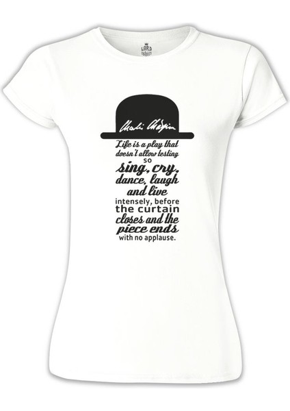 LordT-Shirt T-Shirt Charlie Chaplin - Curtain Beyaz Bayan Tshirt