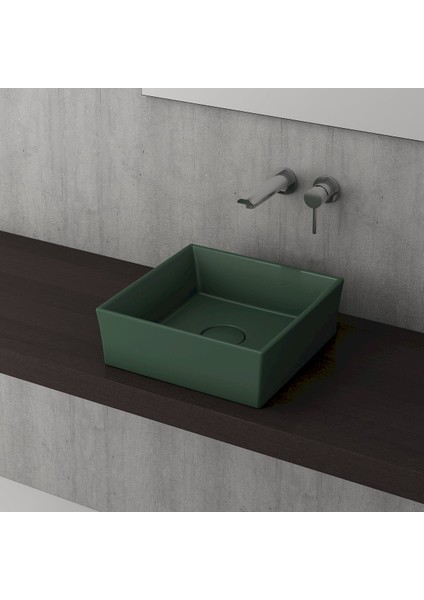 Vessel Kare Lavabo 38X38 cm - Mat Yeşil