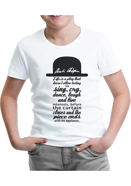 LordT-Shirt Charlie Chaplin - Curtain Beyaz Çocuk Tshirt