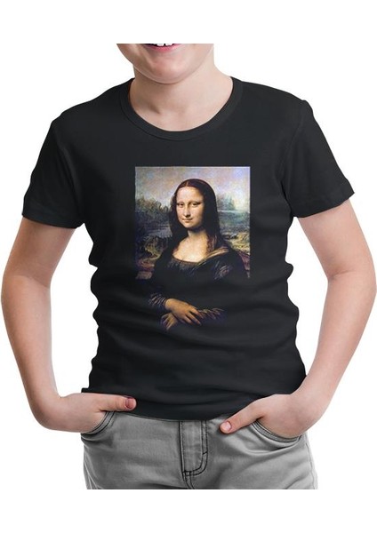 LordT-Shirt T-Shirt Mona Lisa Siyah Çocuk Tshirt