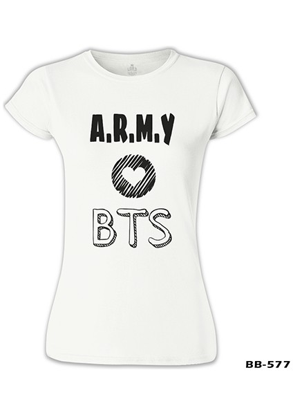 LordT-Shirt T-Shirt Bts - Love Army Beyaz Bayan Tshirt