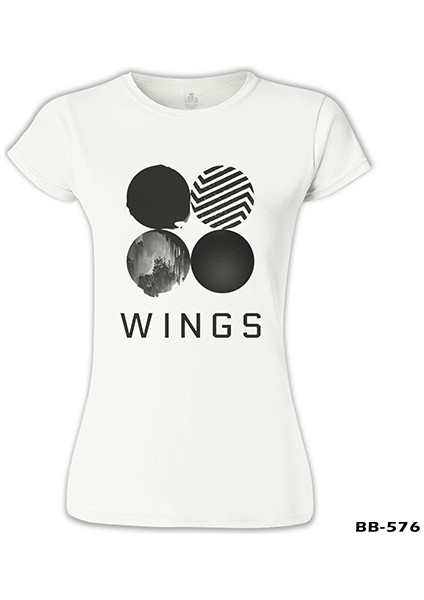 LordT-Shirt Bts - Wings Logo Beyaz Bayan Tshirt