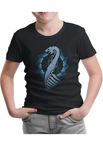 LordT-Shirt T-Shirt Vikings - Moon Hunter Siyah Çocuk Tshirt