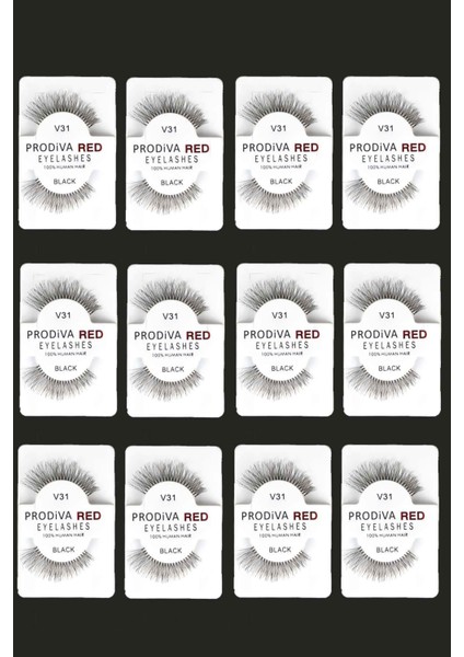 Red V31 Eyelashes 12'li Bütün Takma Kirpik