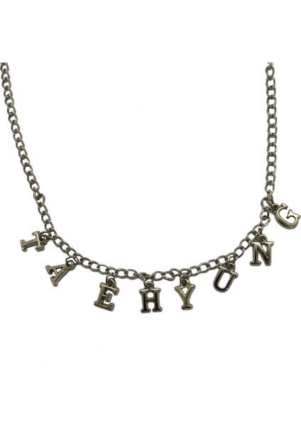 Gri Bts Taehyung Army Yazılı Harf 45 cm Zincirli Hediyelik Kolye