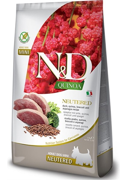Quinoa Ördek & Brokoli Küçük Irk Kısırlaştırılmış Köpek Maması 2.5 kg
