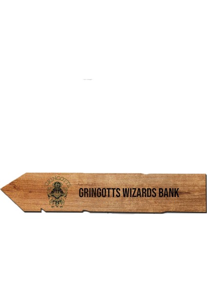 Ahşap Uv Baskılı Gringotts Büyücü Bankası Tabela 44 x 10 x 5 cm