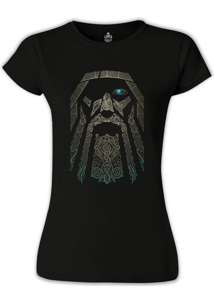 LordT-Shirt Vikings - Odin Siyah Bayan Tshirt
