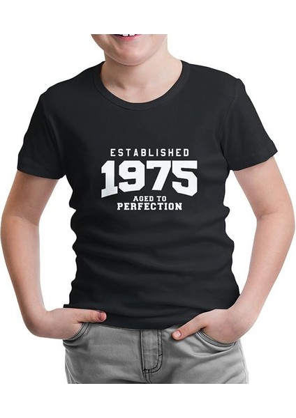 LordT-Shirt 1975 Aged To Perfection Siyah Çocuk Tshirt