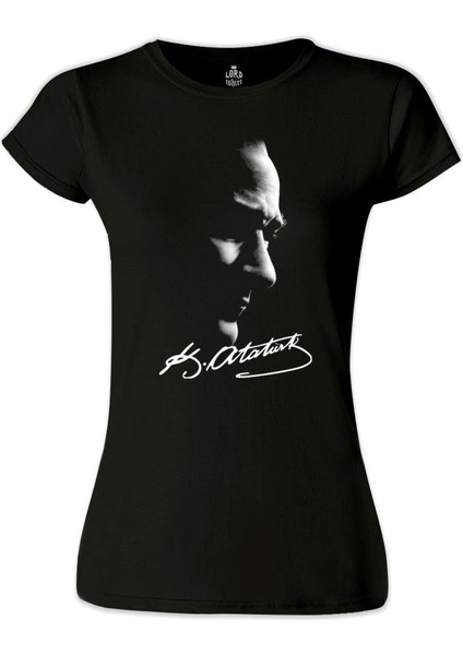 LordT-Shirt Atatürk - Atatürk Imza Siyah Bayan Tshirt