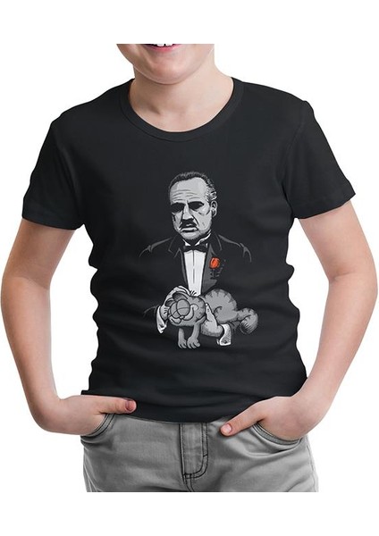 LordT-Shirt The Godfather - The Cat Siyah Çocuk Tshirt