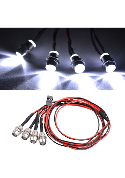 Yalıruı 5mm Uzaktan Kumandalı Model Araba 4 LED Set Aksesuarları Soğuk Beyaz Aydınlatma Farları (Yurt Dışından)