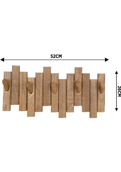 Ahşap Duvar Kapı Askısı Elbise Askılık Piyano Model 5 Askılı Yuvarlak