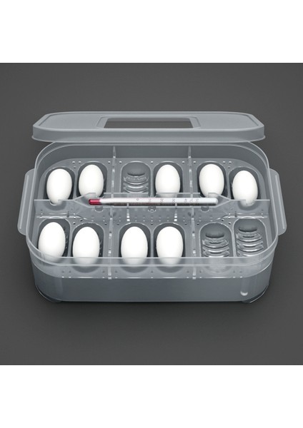 3x cm 12 Delik Sürüngen Yumurta Kuluçka Kutusu Kuluçkalık Konteyner Termometre ile (Yurt Dışından) fırsatları