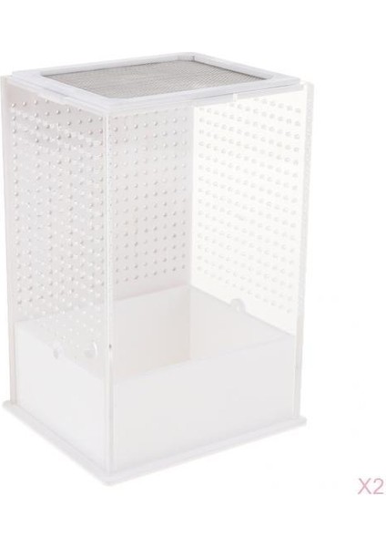 2 Adet Akrilik Kutu Böcek Sürüngen Üreme Besleme Konteyner Kertenkele Kaplumbağa Örümcek (Yurt Dışından)