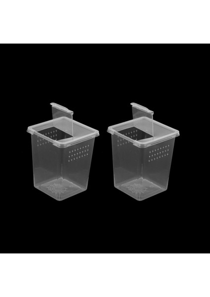 2x Plastik Sürüngen Böcek Kurbağa Örümcek Habitat Besleme Kutusu Konteyner 8X8X11CM 2 Adet (Yurt Dışından)
