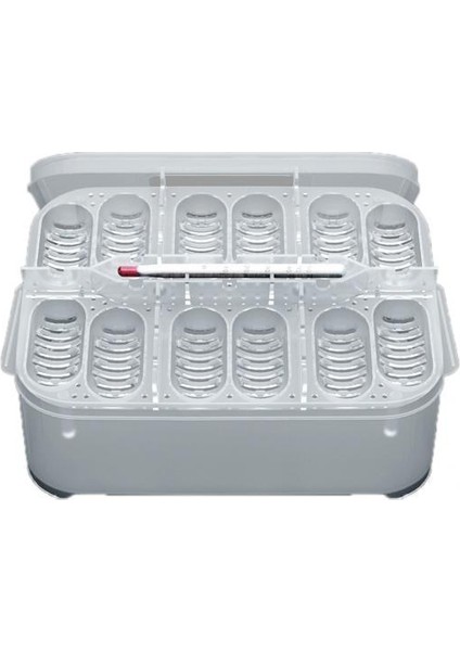 4x cm 12 Delik Sürüngen Yumurta Kuluçka Kutusu Kuluçkalık Konteyner Termometre ile (Yurt Dışından)