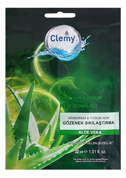 Clemy Dalyan Çamur Gözenek Sıkılaştırma Aloe Vera 32 ml