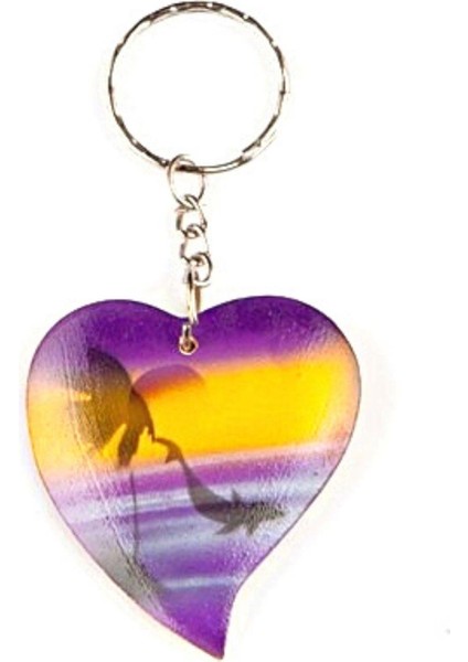 Ahşap Renkli Kalp Figürlü Anahtarlık